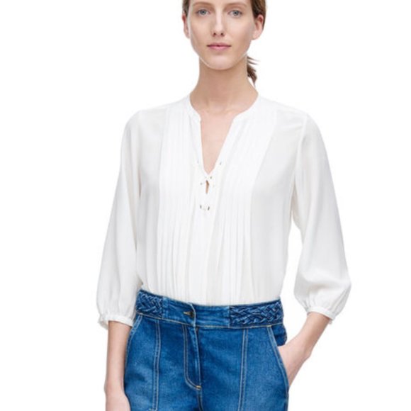 Rebecca Taylor Tops - Rebecca Taylor Long Sleeve Solid Silk Top White